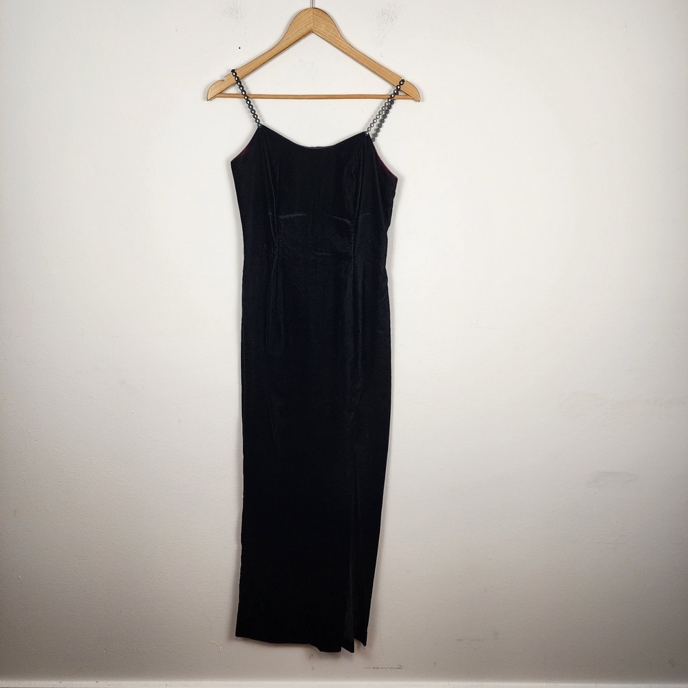Vintage Gunne Sax Jessica McClintock Made USA Black Velvet Long Dress Size 5/6